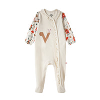 Vauva FW23 - Baby Girl Nordic Style Print Cotton Long Sleeve Romper (White) 9 months