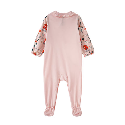 VAUVA Vauva FW23 - Baby Girl Nordic Style Print Cotton Long Sleeve Romper (Pink) Romper