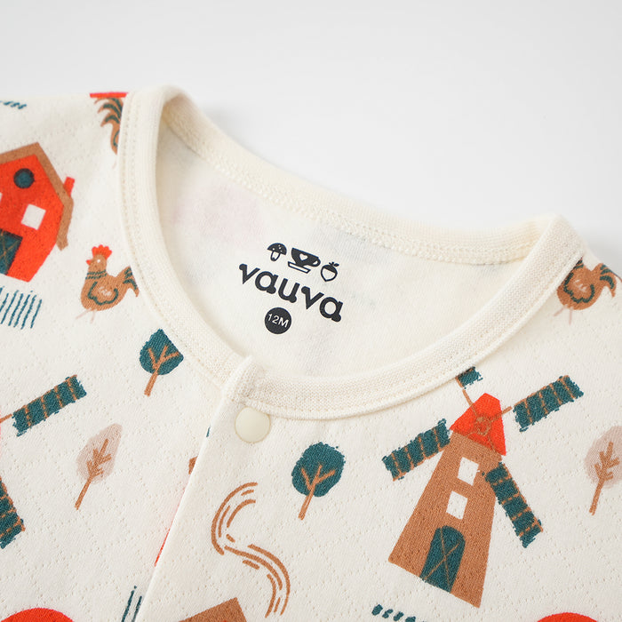 VAUVA Vauva FW23 - Baby Girl Nordic Print Cotton Long Sleeve Romper (White) Romper