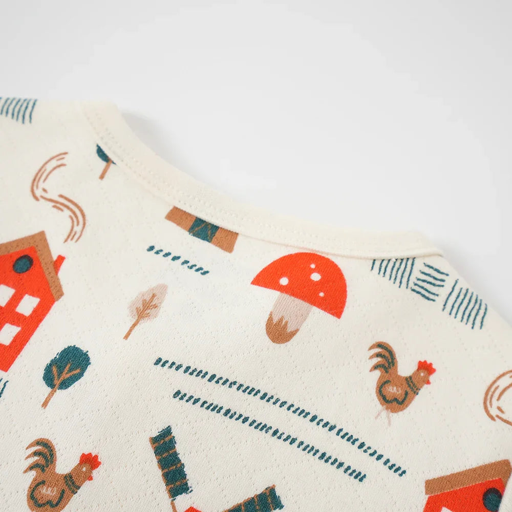 VAUVA Vauva FW23 - Baby Girl Nordic Print Cotton Long Sleeve Romper (White) Romper