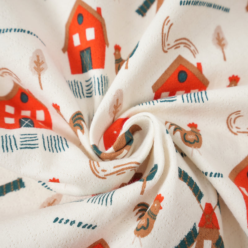 Vauva FW23 - Baby Girl Nordic Print Cotton Long Sleeve Romper (White)