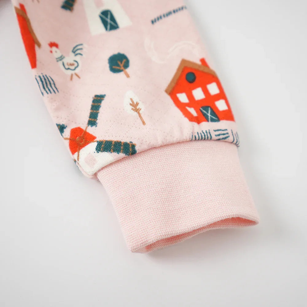 VAUVA Vauva FW23 - Baby Girl Nordic Print Cotton Long Sleeve Romper (Pink) Romper