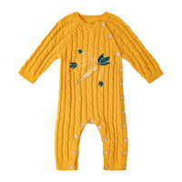 Vauva FW23 - Baby Boy Carrot Pattern Cotton Long Sleeve Romper (Yellow) product image front