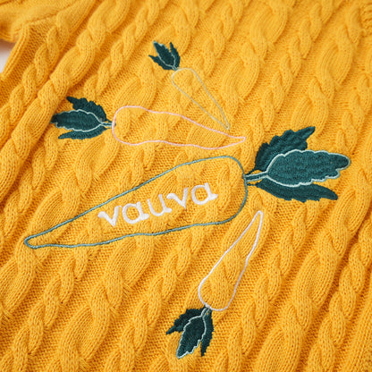 VAUVA Vauva FW23 - Baby Boy Carrot Pattern Cotton Long Sleeve Romper (Yellow) Romper