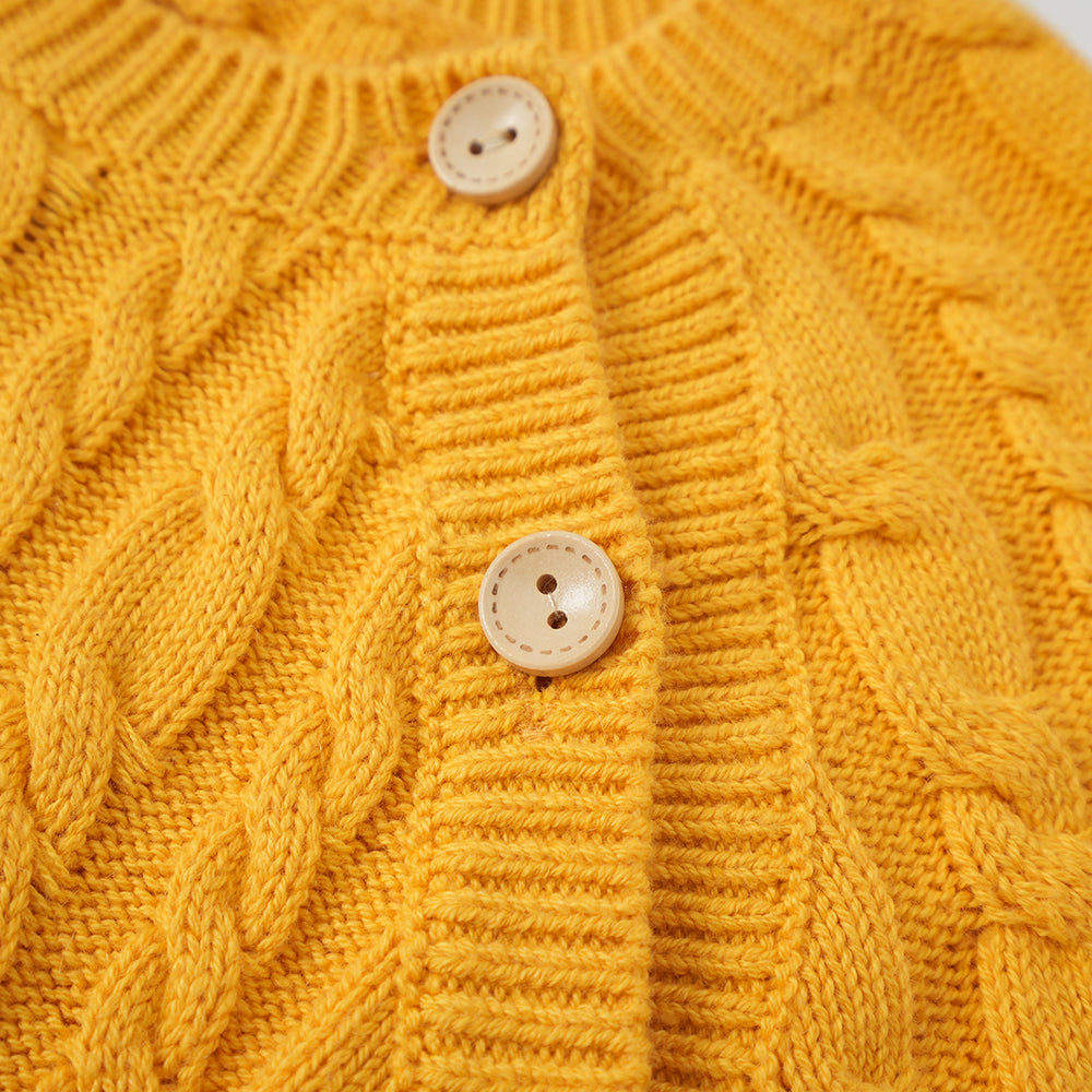 Vauva FW23 - Baby Boy Carrot Pattern Cotton Long Sleeve Romper (Yellow)
