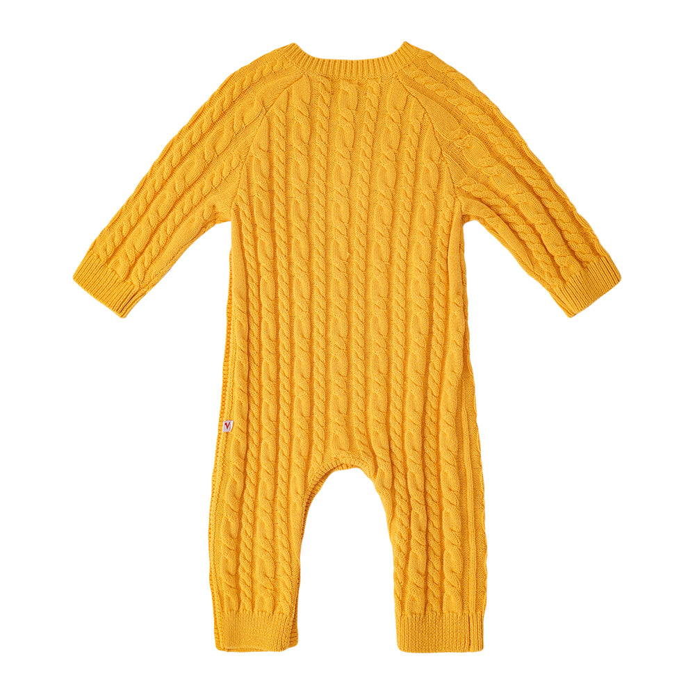 Vauva FW23 - Baby Boy Carrot Pattern Cotton Long Sleeve Romper (Yellow) product image back