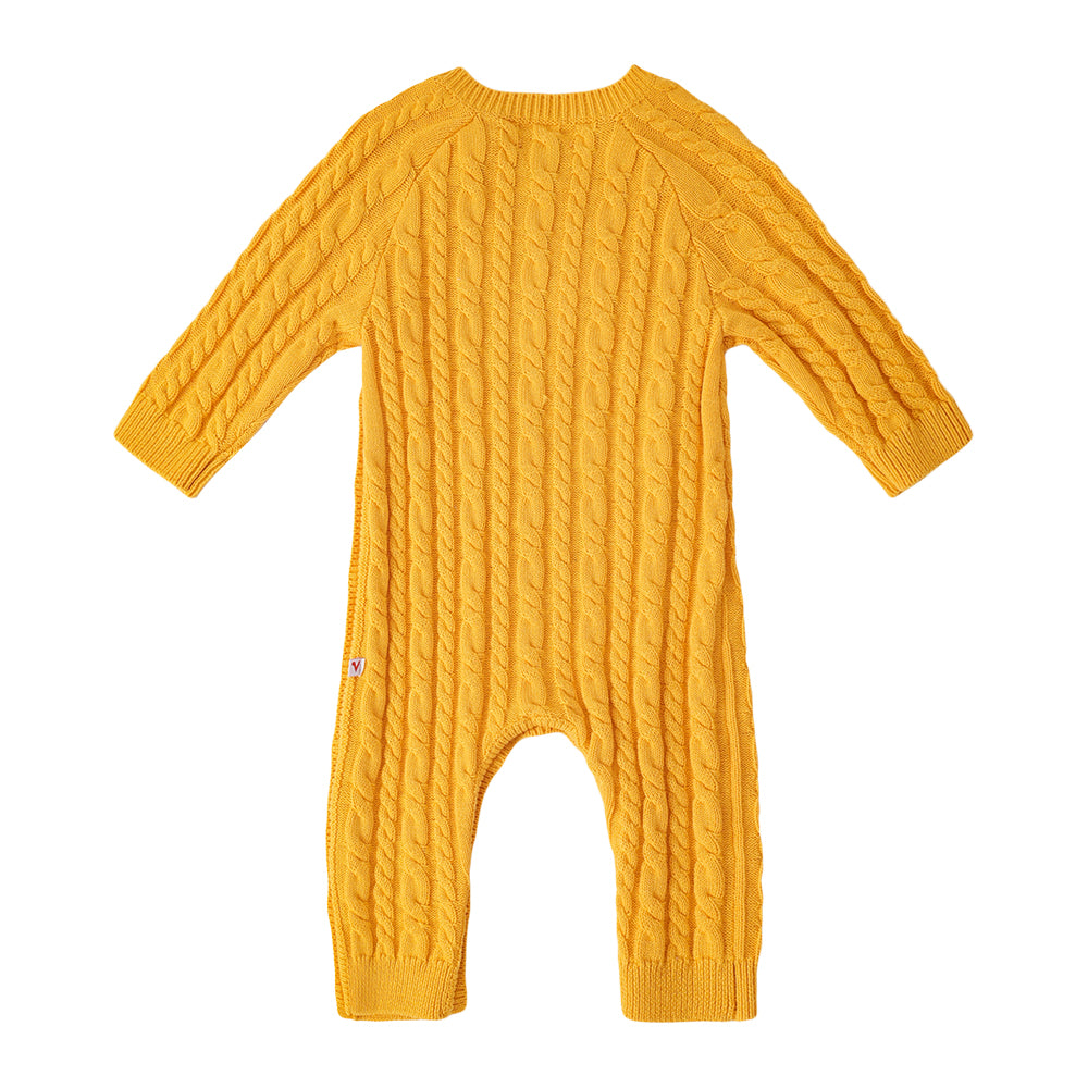 VAUVA Vauva FW23 - Baby Boy Carrot Pattern Cotton Long Sleeve Romper (Yellow) Romper