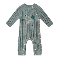 VAUVA Vauva FW23 - Baby Boy Carrot Pattern Cotton Long Sleeve Romper (Green) Romper