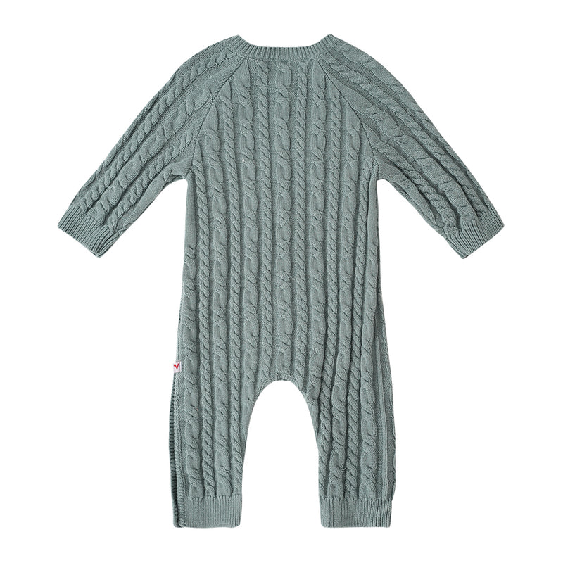 Vauva FW23 - Baby Boy Carrot Pattern Cotton Long Sleeve Romper (Green) - My Little Korner
