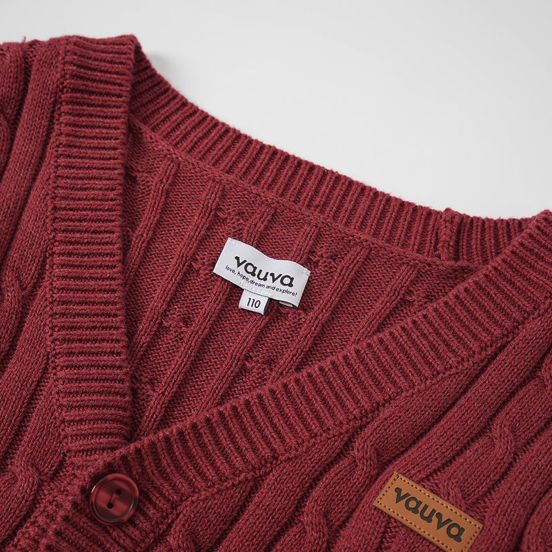 Vauva FW23 - Boys Dark Red Cotton Cashmere Jacket-product image close up