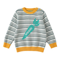 Vauva FW23 - Baby Boys Carrot Logo Striped Cotton Long Sleeve Sweater