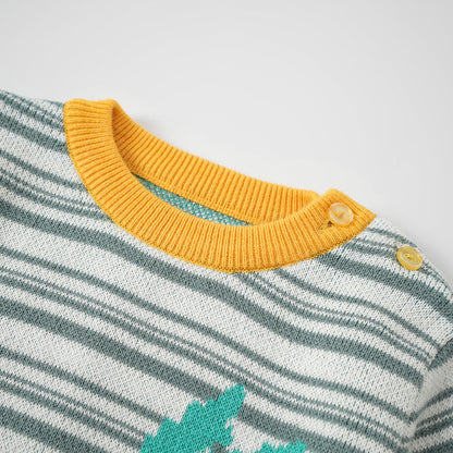 VAUVA Vauva FW23 - Baby Boys Carrot Logo Striped Cotton Long Sleeve Sweater Sweatshirt