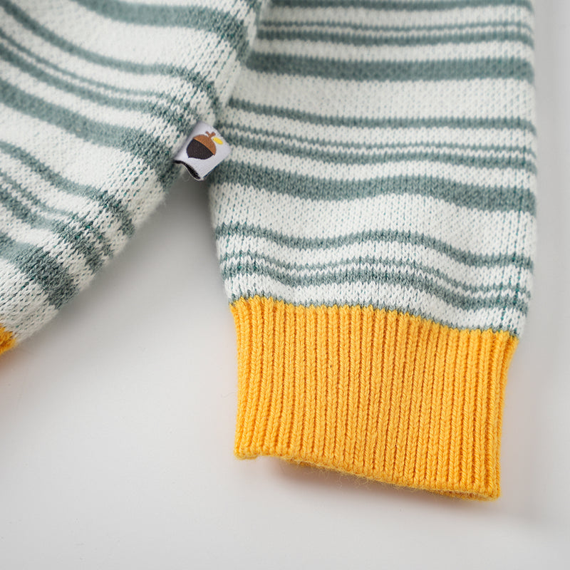 Vauva FW23 - Baby Boys Carrot Logo Striped Cotton Long Sleeve Sweater - My Little Korner