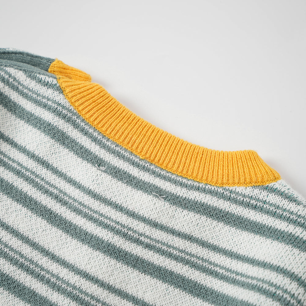 Vauva FW23 - Baby Boys Carrot Logo Striped Cotton Long Sleeve Sweater - My Little Korner
