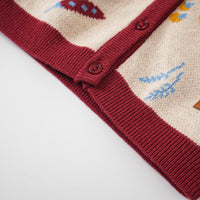 Vauva FW23 - Baby Girls Farm Jacquard Cotton Cashmere Jacket (White)-product image close up