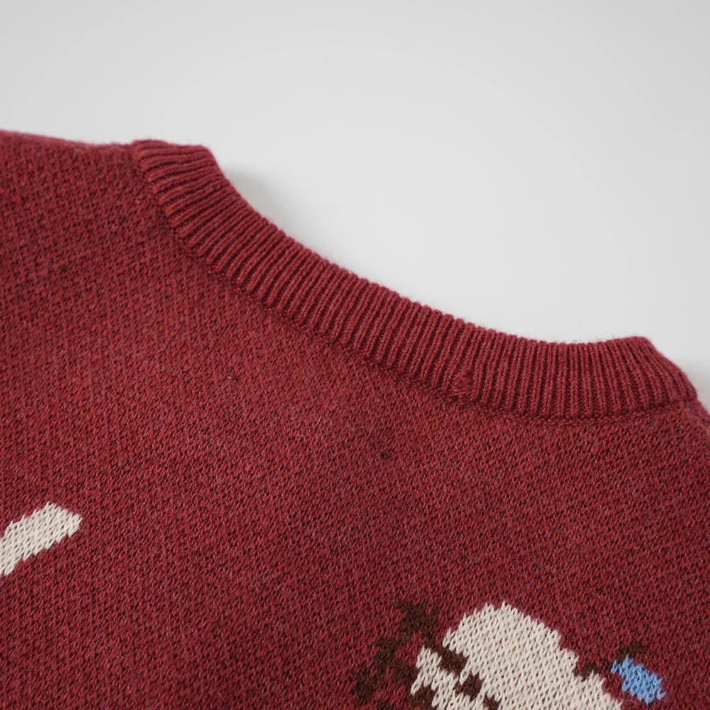 VAUVA Vauva FW23 - Baby Girls Farm Jacquard Cotton Cashmere Jacket (Red) Coat & Jacket