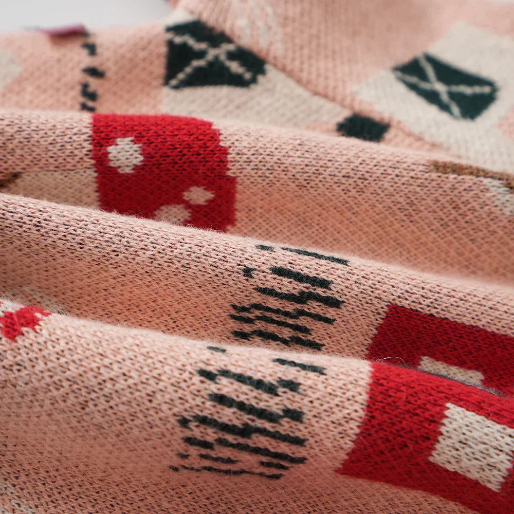 VAUVA Vauva FW23 - Baby Girls Pinwheel All Over Print Long Sleeve Knit Jacket (Pink) Coat & Jacket