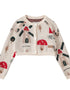 VAUVA Vauva FW23 - Baby Girls Pinwheel All Over Print Long Sleeve Knit Jacket (White) Coat & Jacket