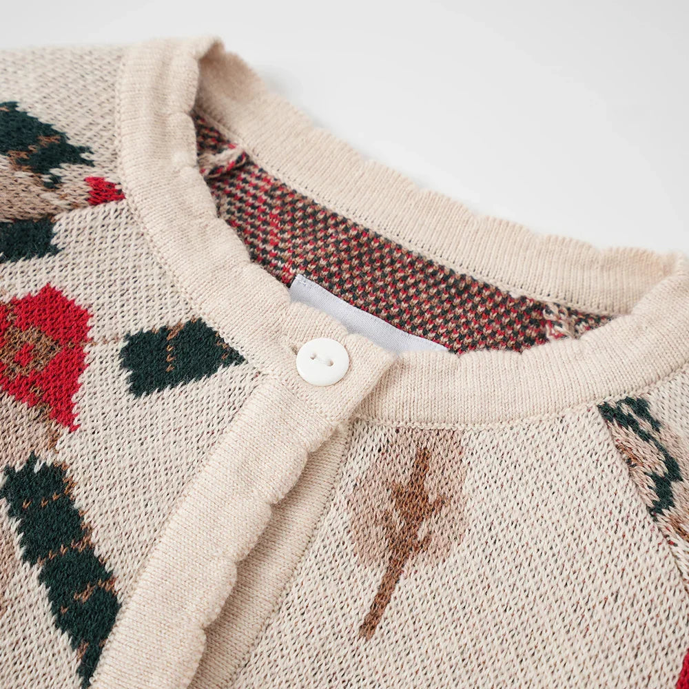 VAUVA Vauva FW23 - Baby Girls Pinwheel All Over Print Long Sleeve Knit Jacket (White) Coat & Jacket