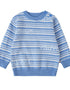 VAUVA Vauva FW23 - Baby Boys Blue and White Striped Cotton Long Sleeve Sweater Sweatshirt
