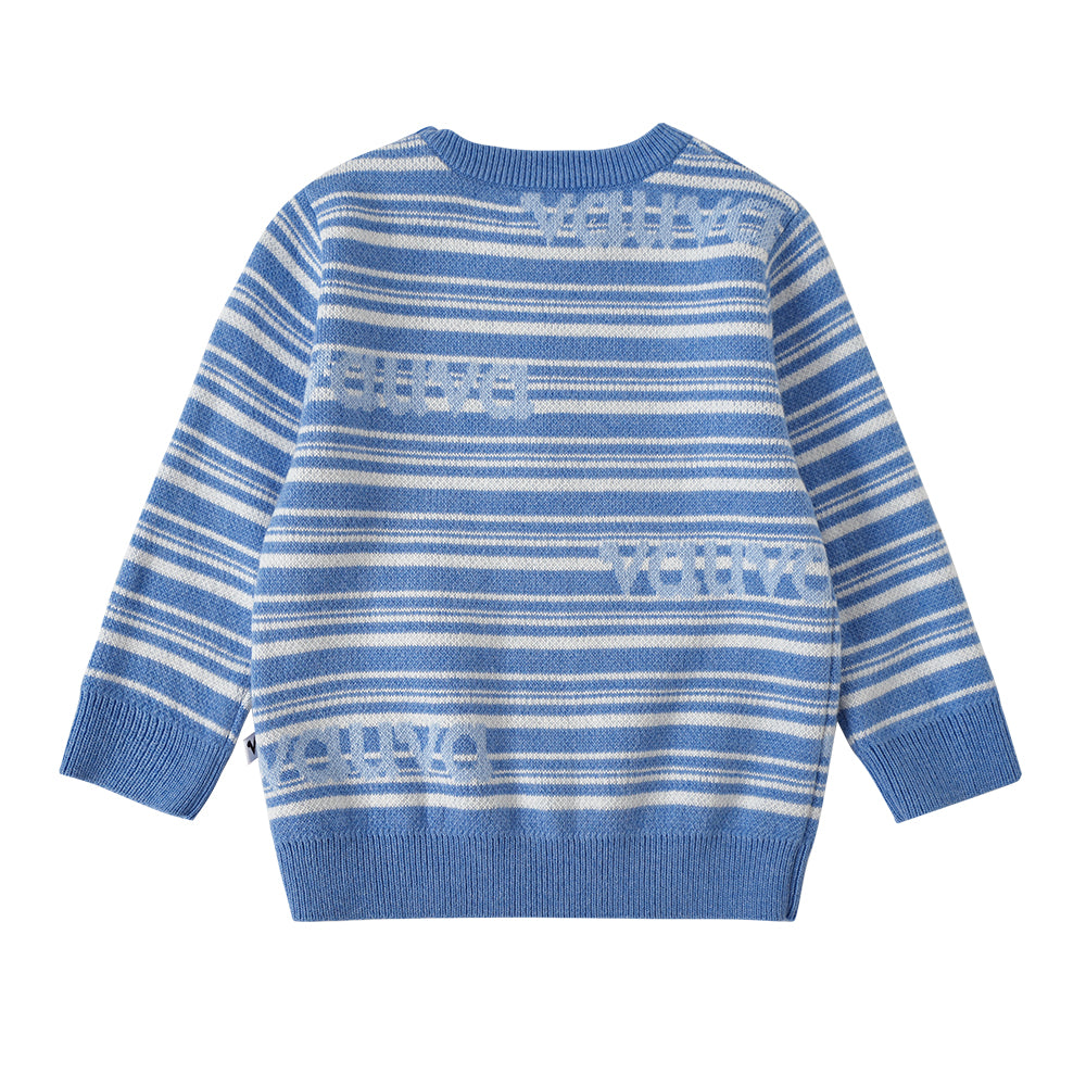 VAUVA Vauva FW23 - Baby Boys Blue and White Striped Cotton Long Sleeve Sweater Sweatshirt