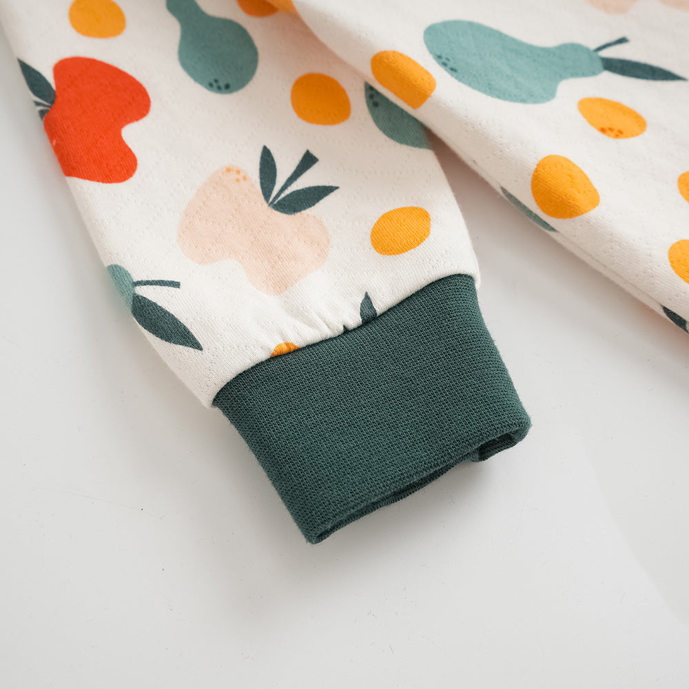 Vauva FW23 - Baby Fruit Print Cotton Long Sleeve Romper (Green) - My Little Korner