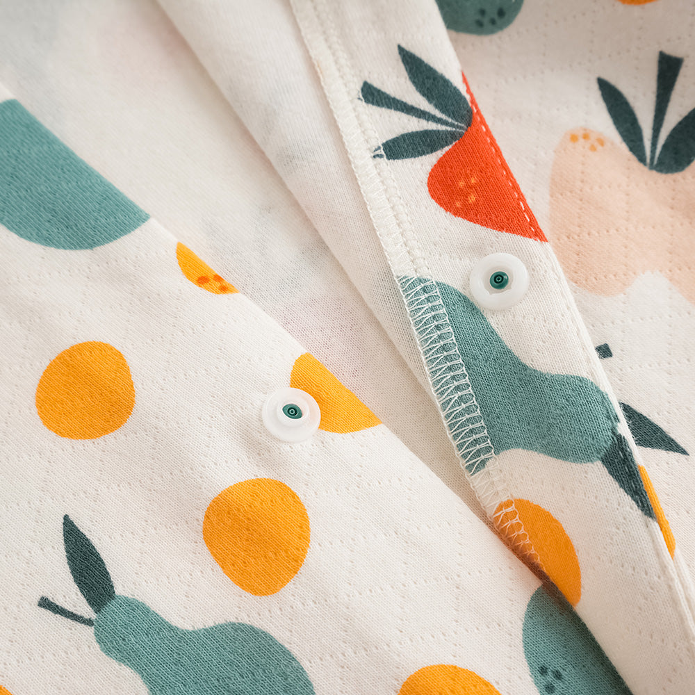 Vauva FW23 - Baby Fruit Print Cotton Long Sleeve Romper (Green) - My Little Korner