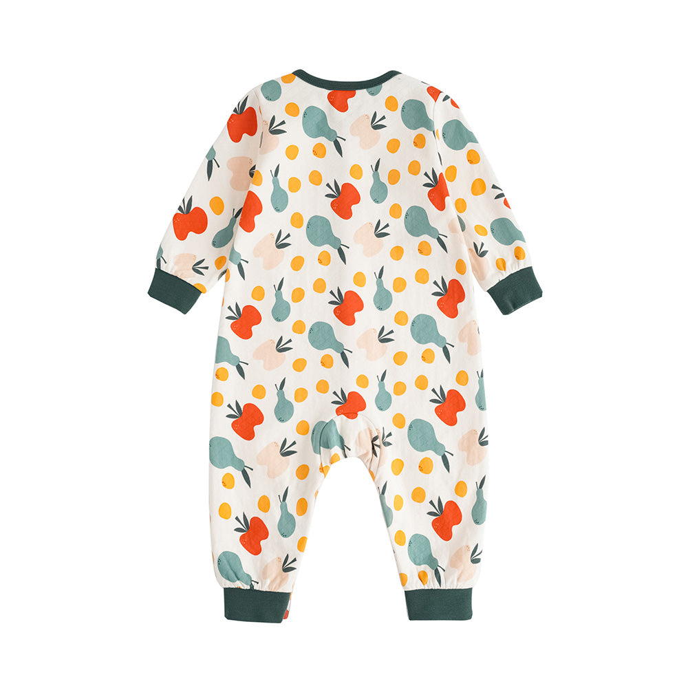 Vauva FW23 - Baby Fruit Print Cotton Long Sleeve Romper (Green) product image back