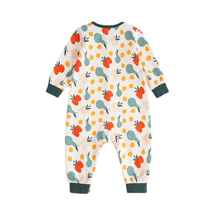 VAUVA Vauva FW23 - Baby Fruit Print Cotton Long Sleeve Romper (Green) Romper