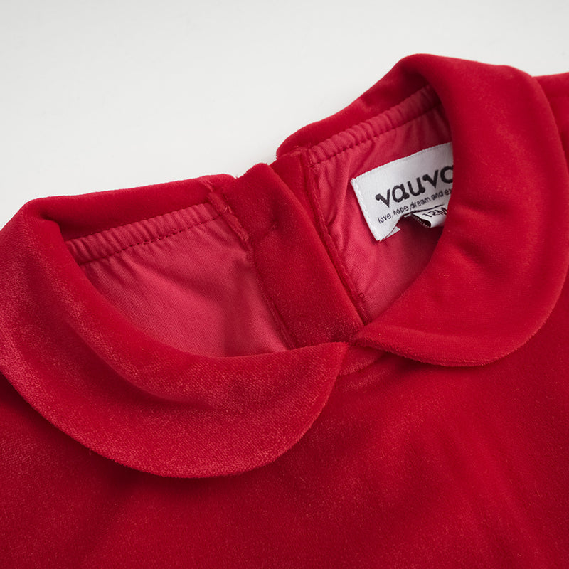Vauva FW23 - Baby Girls Knitted Corduroy Dress (Red)