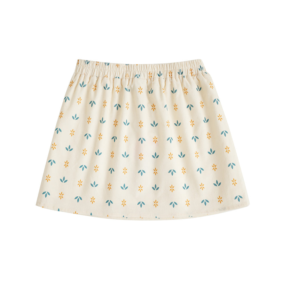 VAUVA Vauva FW23 - Girls Printed Elastic Waist A-Line Skirt (White) Skirt