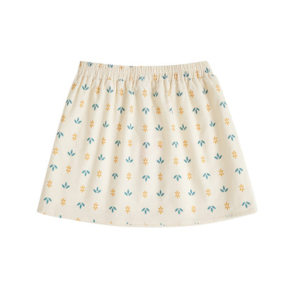 VAUVA Vauva FW23 - Girls Printed Elastic Waist A-Line Skirt (White) Skirt