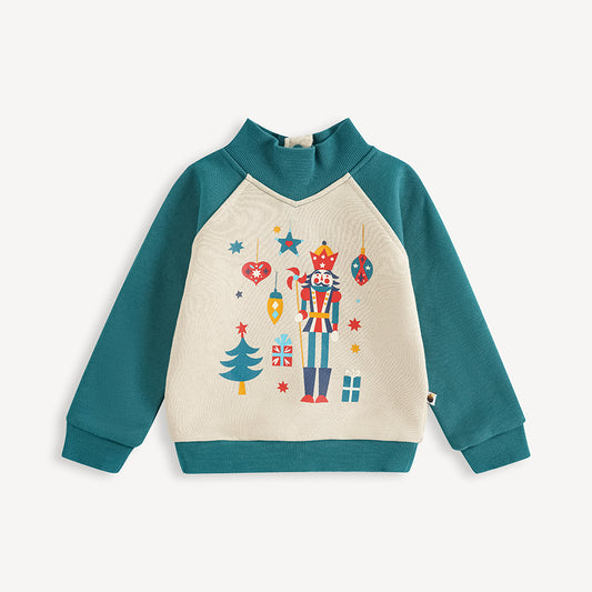 Nutcracker-Print Colorblock Sweatshirt