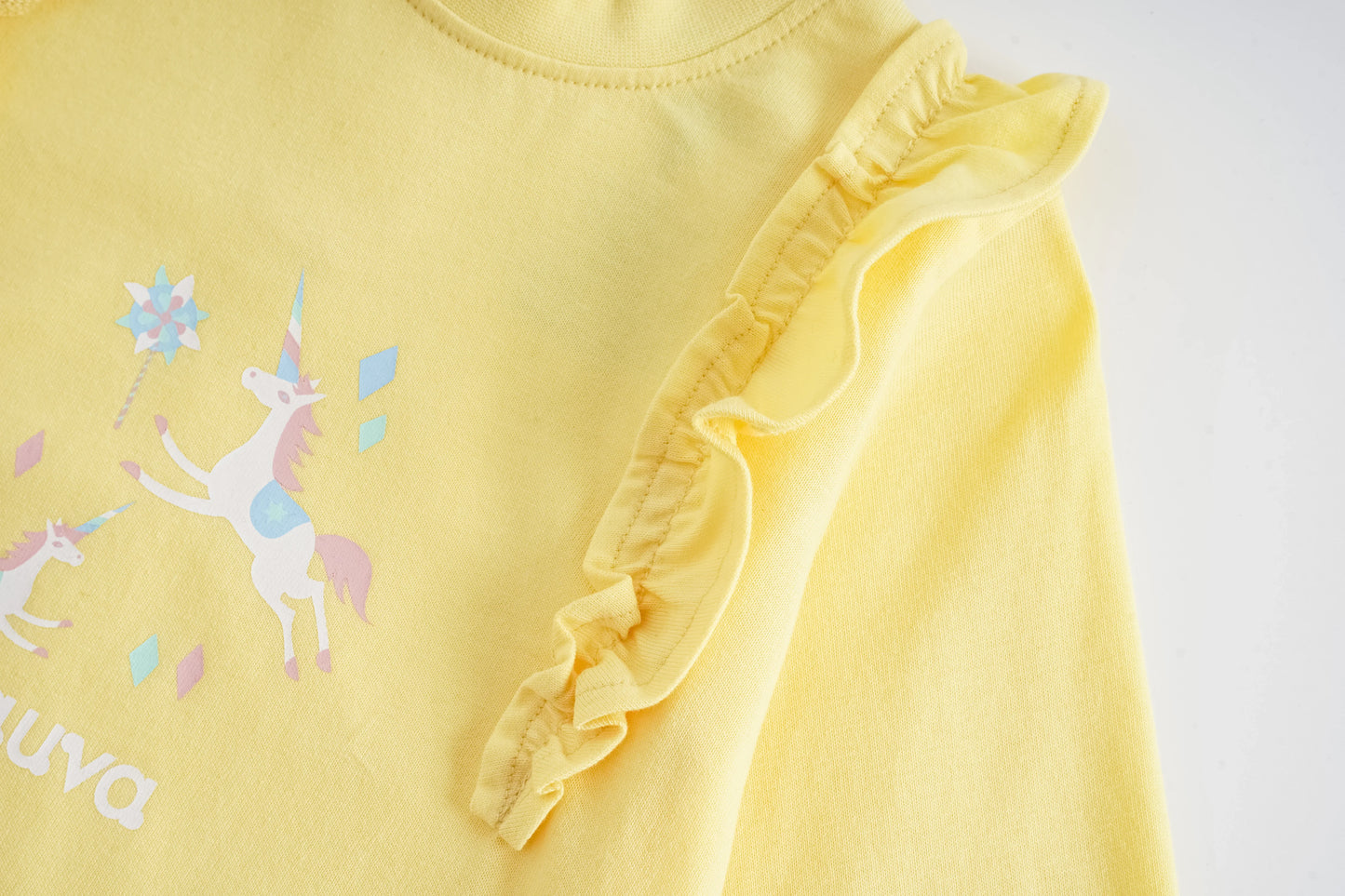 Unicorn-Print Frill Long Sleeve Top
