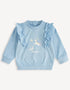 Unicorn-Print Frill Long Sleeve Top