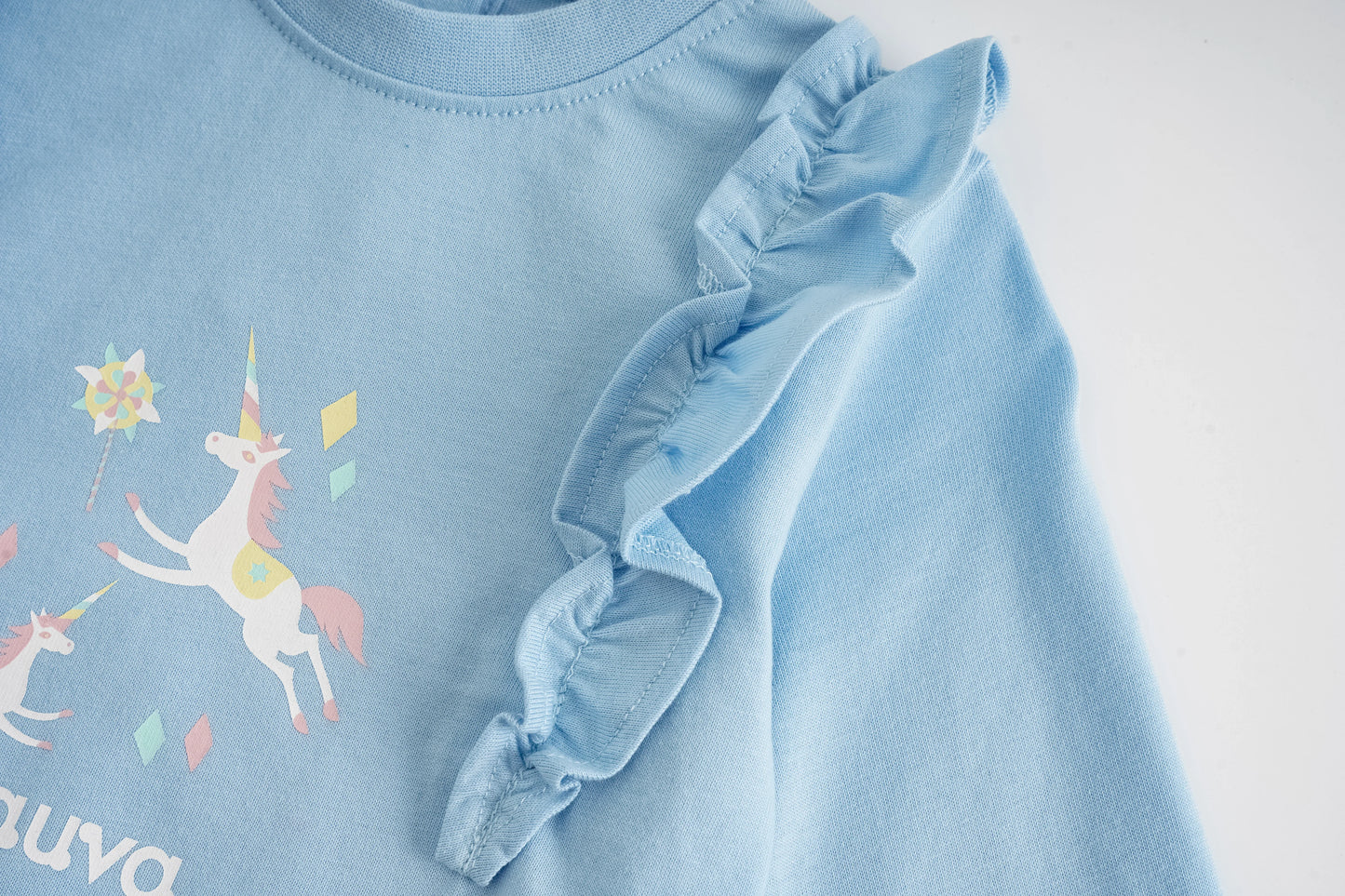 Unicorn-Print Frill Long Sleeve Top