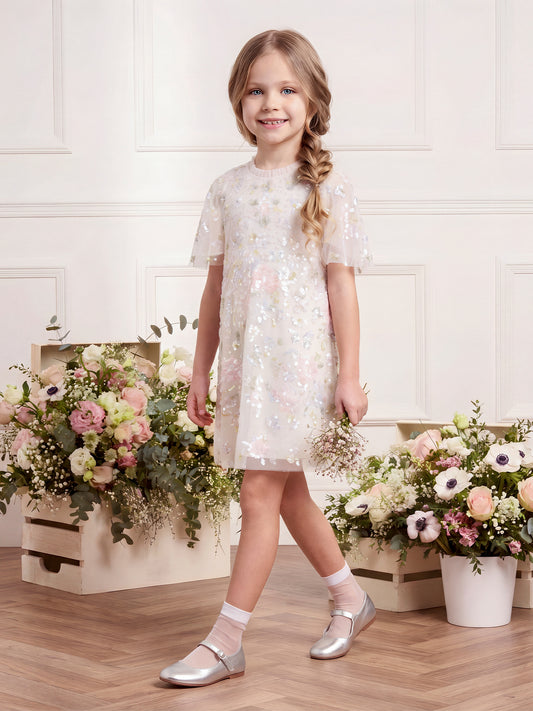 Peony Bouquet Sequin Cape Dress