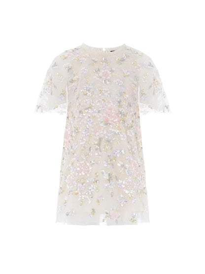 Peony Bouquet Sequin Cape Dress