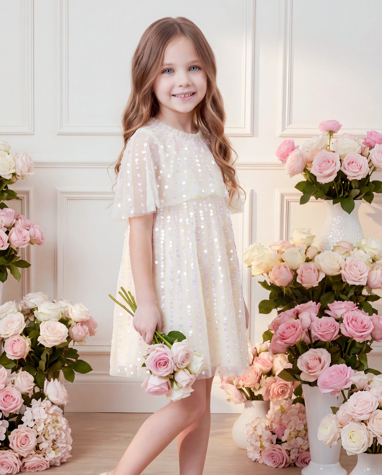 Moonlight Sequin Short Cape Dress