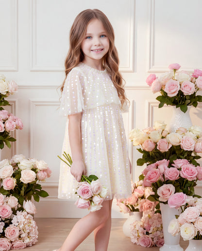 Moonlight Sequin Short Cape Dress