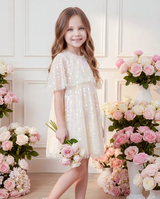 Moonlight Sequin Short Cape Dress
