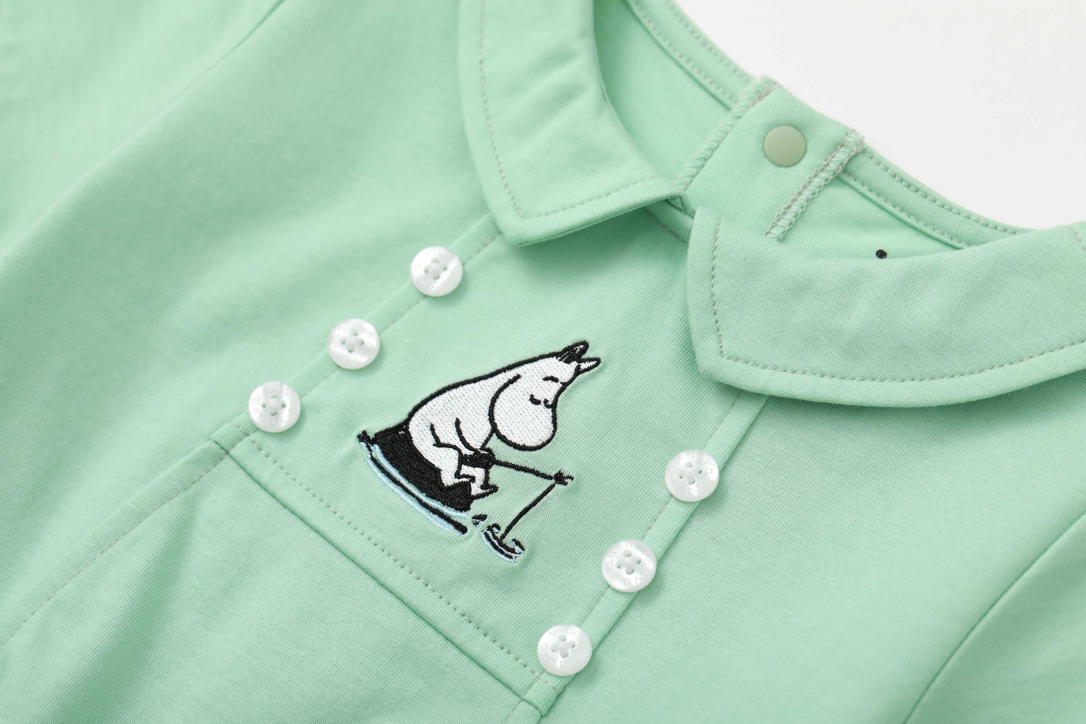 Vauva x Moomin Vauva x Moomin - Baby Boy Moomin Embroidered Bodysuit - Pastel Green Bodysuit