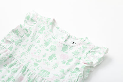 Vauva x Moomin Vauva x Moomin - Baby Girl Moomin All Over Print Short Sleeve Dress - Pastel Green Dresses