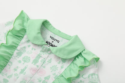 Vauva x Moomin Vauva x Moomin - Baby Girl All Over Print Short Sleeve Romper - Green Romper