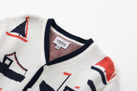 Vauva SS24 - Baby Boy Sailing Pattern Long Sleeve Cardigan (White) - Product 4