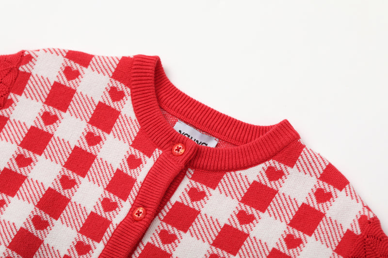 Vauva SS24 - Baby Girl Plaid Long Sleeve Sweater (Red) - Product 9