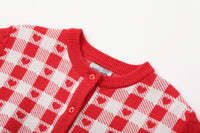 Vauva SS24 - Baby Girl Plaid Long Sleeve Cardigan (Red)