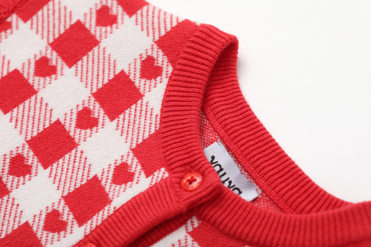 Vauva SS24 - Baby Girl Plaid Long Sleeve Sweater (Red) - Product 5
