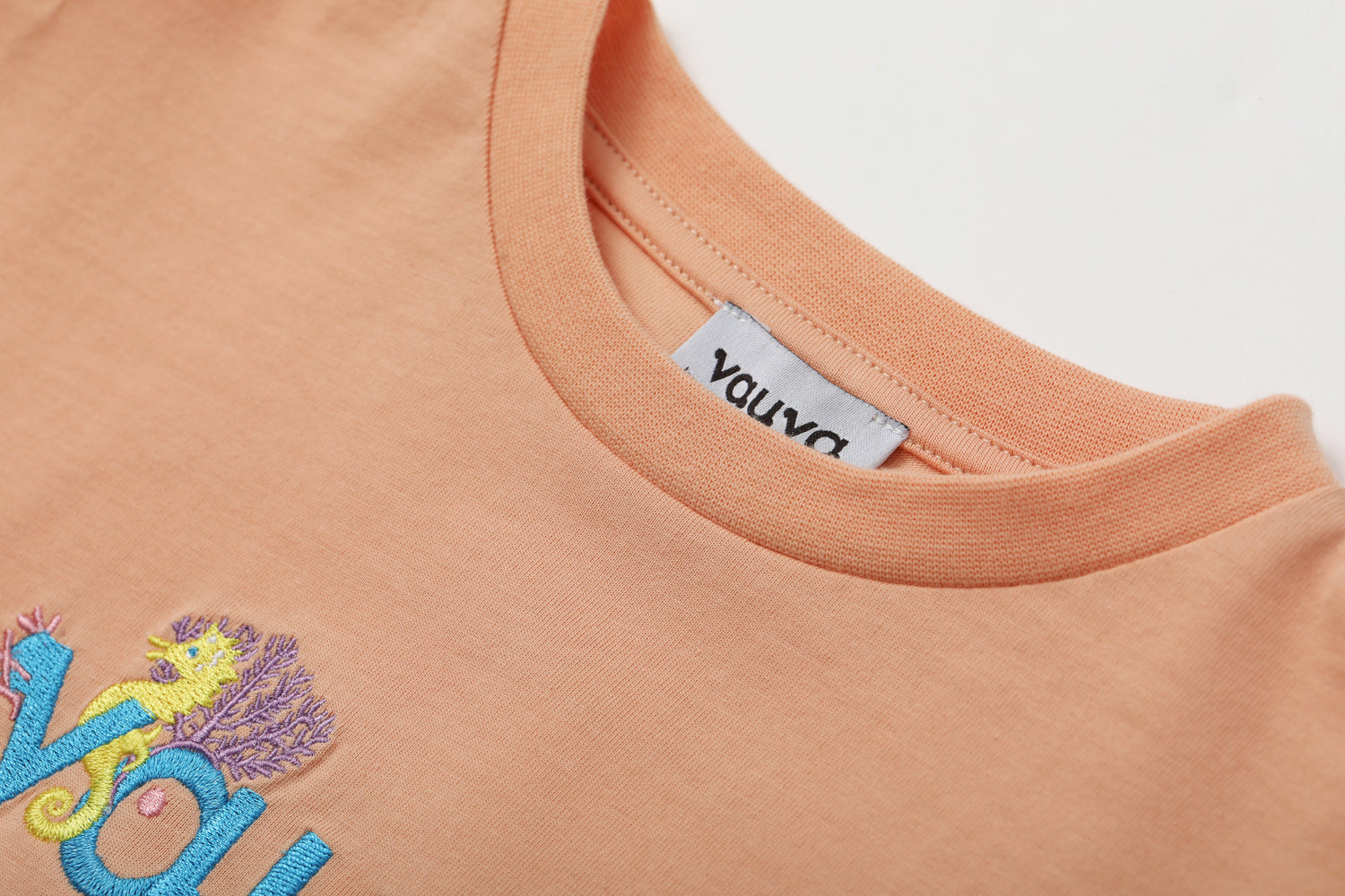 VAUVA Vauva SS24 - Toddler Girl Vauva Logo Embroidered Short Sleeve T-Shirt Top - Apricot Tops