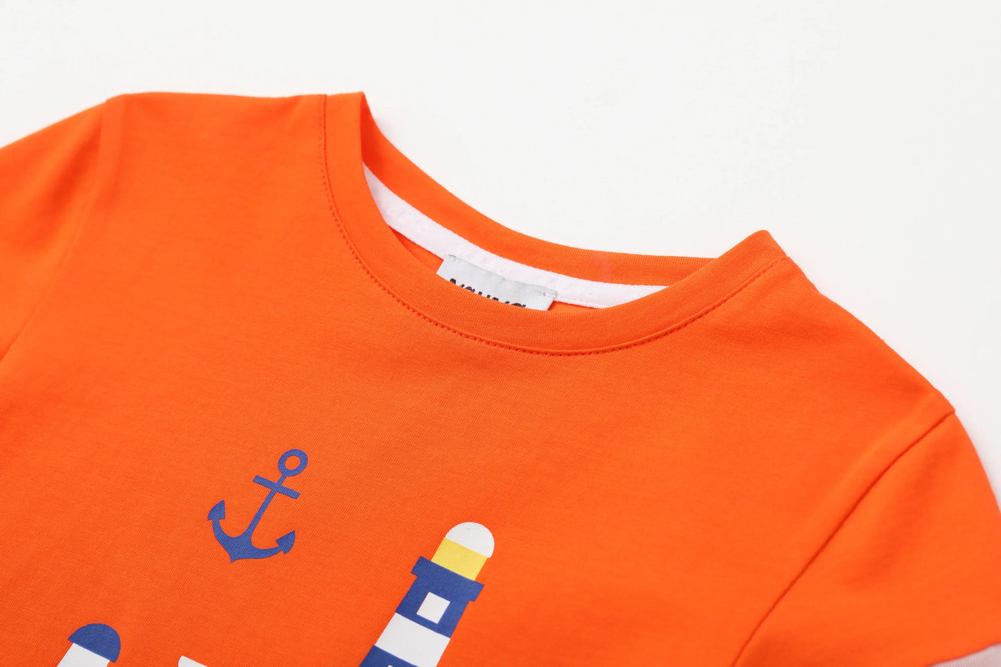 VAUVA Vauva SS24 - Toddler Sailor Hook& Light House Print T-Shirt - Orange Tops